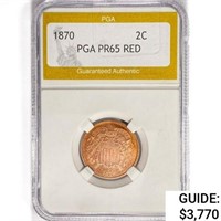 1870 Two Cent Piece PGA PR65 RED