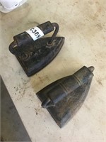 2 cast iron sadirons