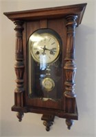 J. Unghans antique Walnut wall clock 12” x 21"