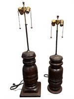 Pair Mahogany Billiard Table Leg Lamps