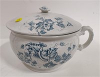 GORGEOUS OLD PORCELAIN BLUE TRANSFER CHAMBER