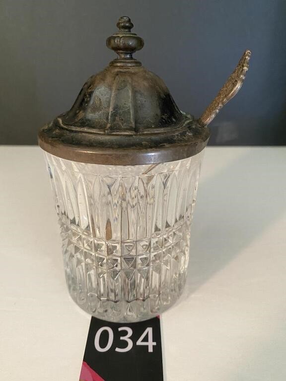 Vintage Silver Plated Jelly Jar with Lid & Spoon
