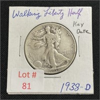 1938-D Walking Liberty Half Dollar (Key Date)