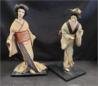 Pair of vintage Japanese geisha dolls