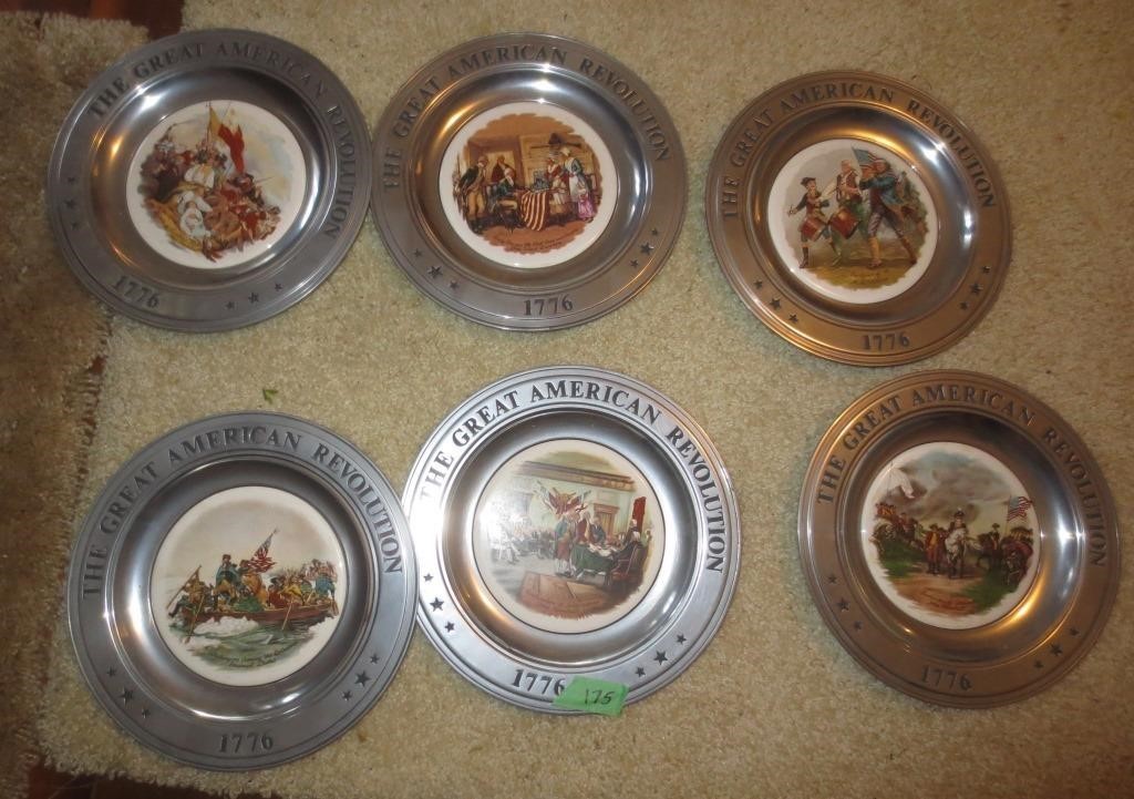 6 pewter American Revolution plates