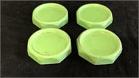 4 Antique Green Ceramic Furniture Coasters