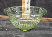 Green uranium depression glass bowl 7"