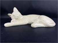Sleeping Speckled Cat Ceramic Statue
