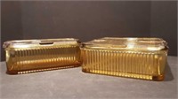 2 YELLOW DEPRESSION GLASS REFRIGERATOR JARS