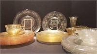 ASSORTED YELLOW DEPRESSION GLASS PIECES