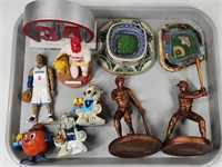 MIXED LOT SPORTS STATUES, BALLPARKS, ORNAMENTS