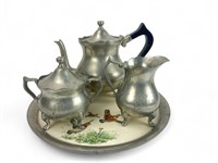 Vintage Insico Pewter Tea Set & Revereware