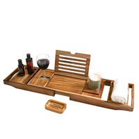 XcE Teak Bathtub Tray Expandable to 105cm with Sol