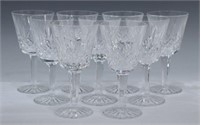 (9) WATERFORD 'LISMORE' CUT CRYSTAL CLARET STEMS