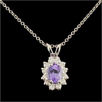 14K Gold 0.87ct Sapphire & 0.38ctw Diamond Pendant