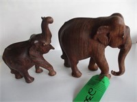 Pair Wood Elephants