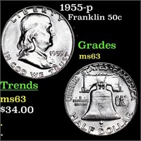 1955-p Buggs Bunny Franklin Half Dollar 50c Grades