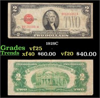 1928C $2 Red Seal United States Note Grades vf+