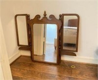 Wood Framed Tri-Mirror