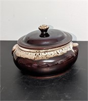 Vintage Brown Drip Glaze Bean Pot w/ Lid