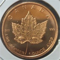 1 oz fine copper coin Canada