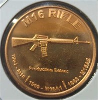 1 oz fine copper coin M16 rifle