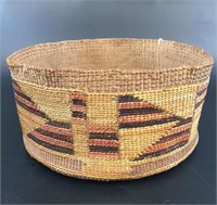 Pacific Northwest hand coiled basket, original lid