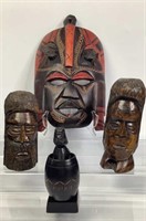 African Carved Wooden Mask Busts & Naughty Novelty