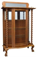 AMERICAN OAK CURVED GLASS CHINA CABINET