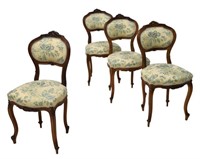(4) LOUIS XV STYLE CARVED SIDE CHAIRS, 19TH C.