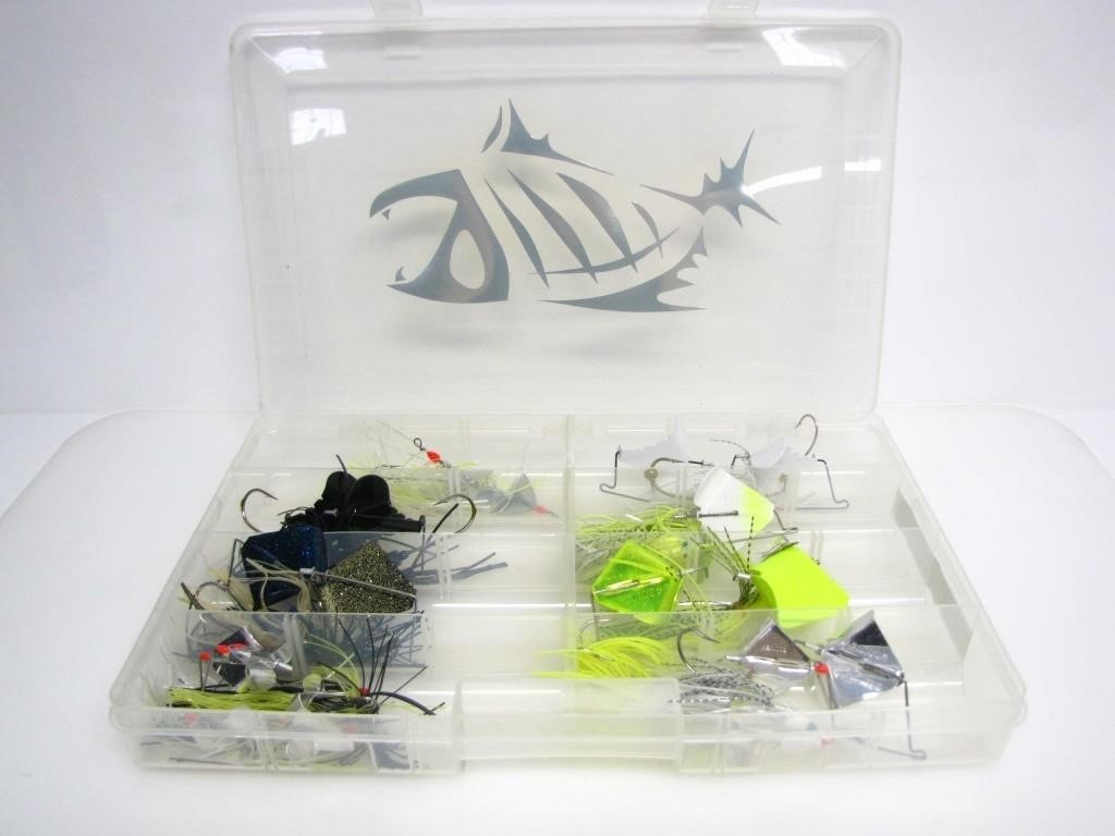 BAIT & TACKLE BOX W/ ASSORTED SPINNER BAITS