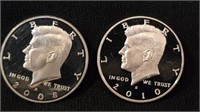 2 - SILVER PROOF HALF DOLLARS