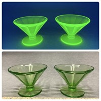 Vintage Uranium Glass Dessert Cups