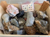 Box Lot - Collectible Rocks & Semi Precious Stones