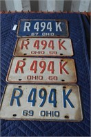 Lot of 4 Matched Ohio License Plates