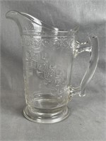 Pressed Glass Diagonal Band Water Pitcher
