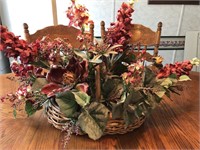 faux flower arrangement in basket Hydranga & magno