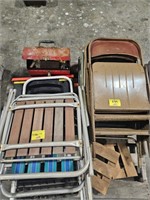 LAWN CHAIRS, FOLDING METAL CHAIRS, DOLLIES,