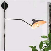Retro Swing Arm Plug in Wall Sconce, Rotatable Lam