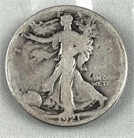 1921-S Walking Liberty Silver Half Dollar, US 50c