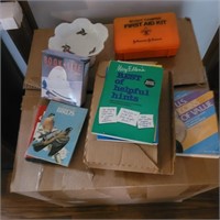 Bird books, candy dish, First aid kit