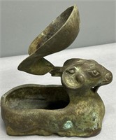 Chinese Mongolian Bronze Ram Lamp