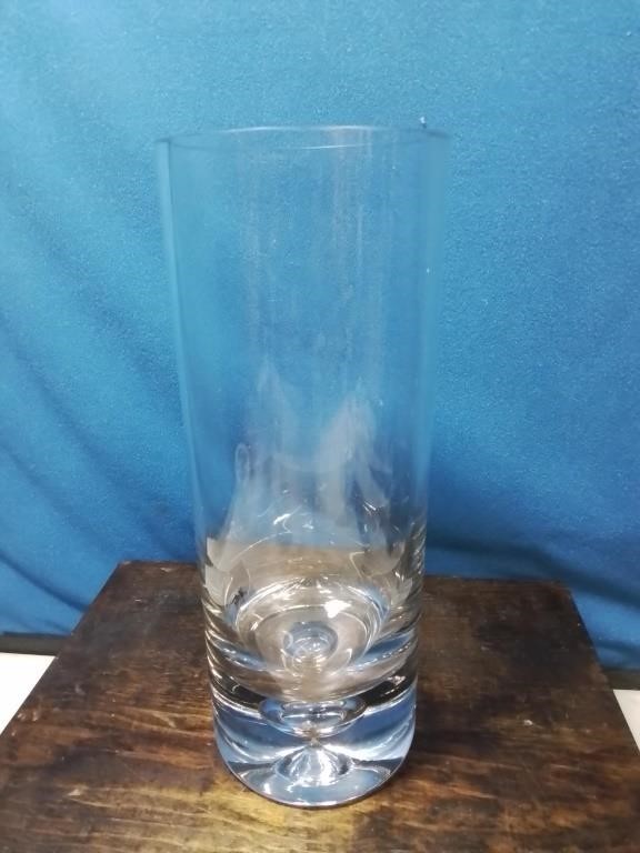 Very very heavy clear glass vase 10 inches all