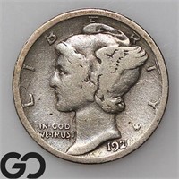 1921-D Mercury Dime, KEY DATE, VG Bid: 95