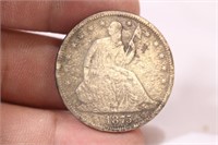 An 1875-S Seated Half Dollar