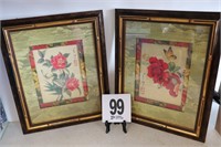 Pair of 13.5x16.5" Double Matted & Framed Artwork