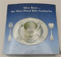 Silver Bears TM Silver Plated Baby Feeding Set