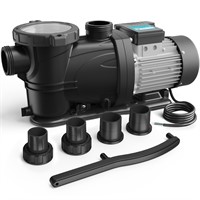 1.5 HP Pool Pump, 7350GPH, 220V, 2 Adapters,