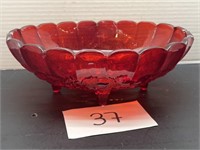 Vintage Indiana Carnival Red Glass Footed Fruit