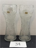 (2) vtg Burkhart Cumberland Glass Co Vases